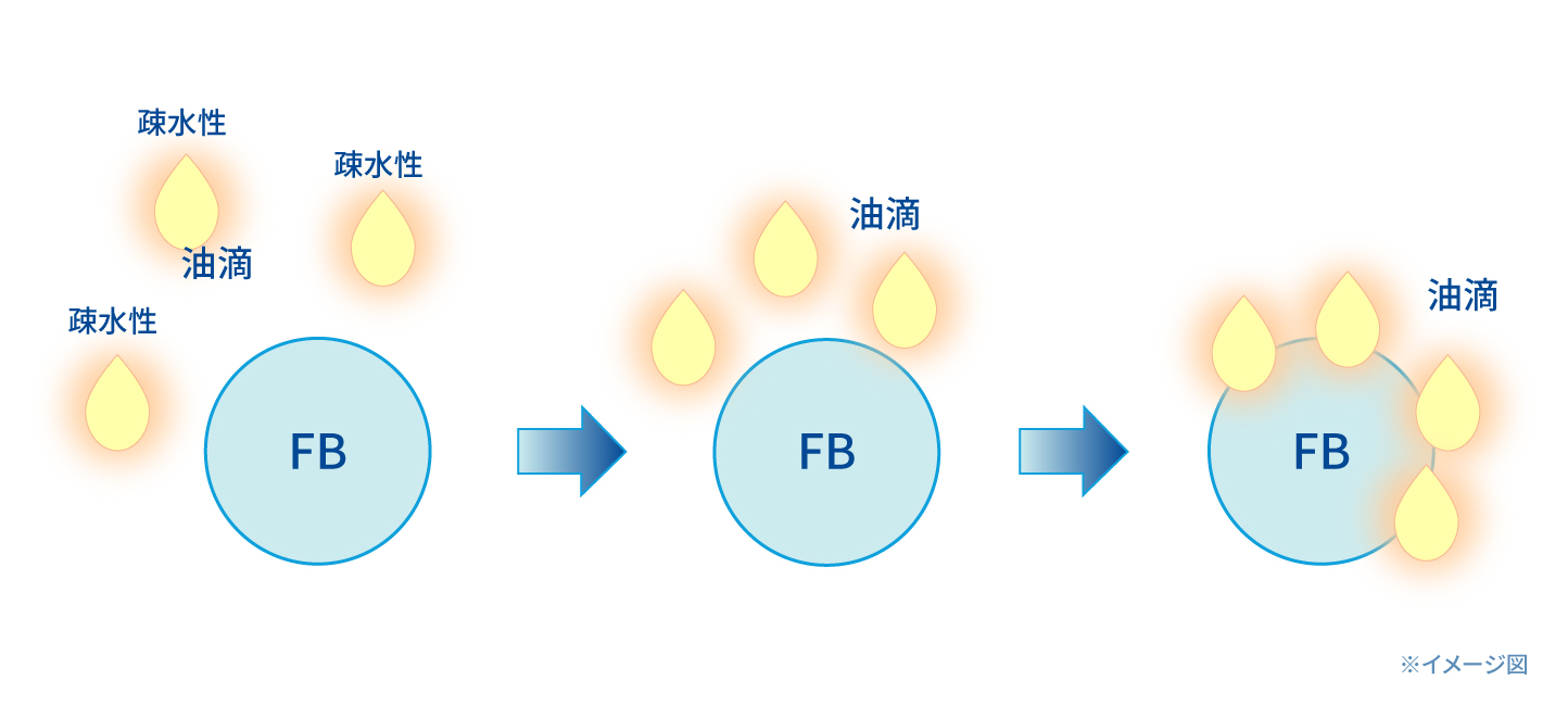 FBの疎水的吸着性を用いた油除去